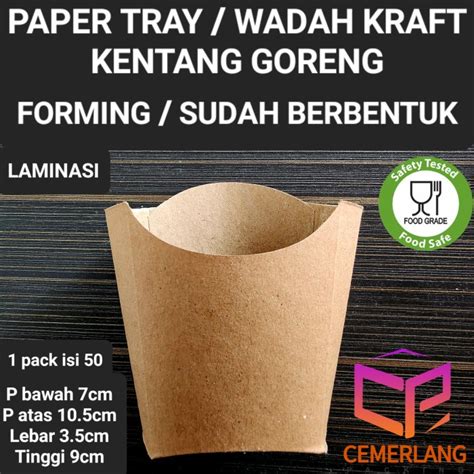 Jual Paper Box Tray Kraft French Fries Wadah Tempat Kentang Goreng MCD