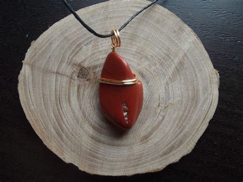 Red Jasper Pendant Necklace Polished Gemstone Etsy