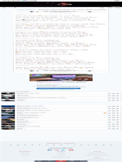 Lady Gaga - Always Remember Us This Way Chords 3 | PDF | Song Structure ...