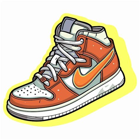 Un Dibujo De Un Zapato Con Un Logotipo De Nike En él Vector Premium