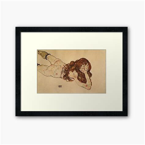 Egon Schiele Female Nude Lying On Her Stomach Framed Art Print