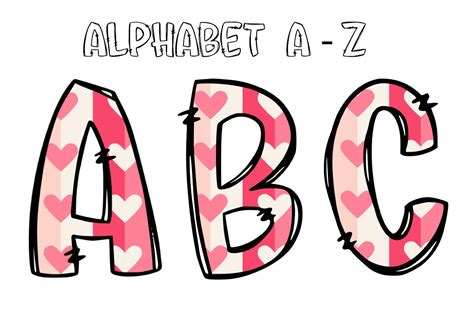 Cute Heart Valentine Alphabet Letters Graphic By Digital Creative Art