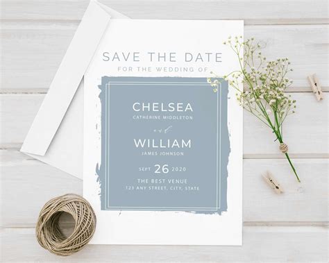 Solid Blue Save The Date Go Print Plus