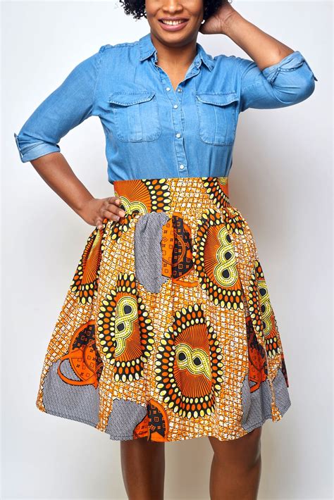 Jupe Midi Tendance En Wax Jupe Midi Tendance Jupe Tissu Africain