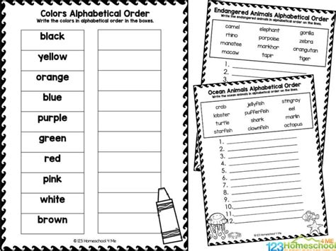 Free Printable Alphabetical Order Worksheets