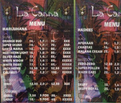 La Canna Mapmenu Amsterdam Coffeeshop Directory