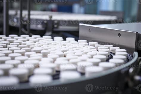 Ai Generated Close Up Shot Of Pill Manufacturing Process In