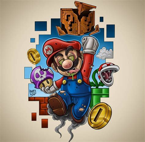 Mario Mushroom Trip Super Mario World Arte Desenhos Animados