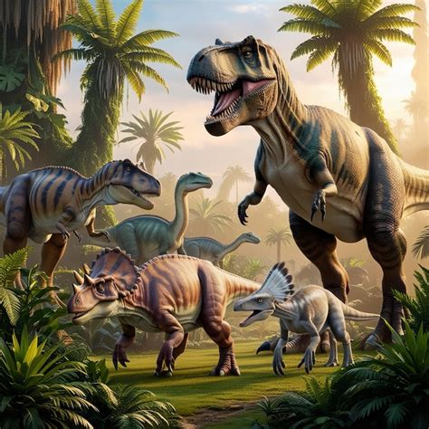 A Journey Through The Dinosaur Kingdom Premium Ai Generated Image