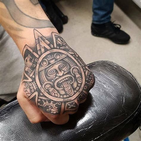 Aztec Calendar Tattoo Hand