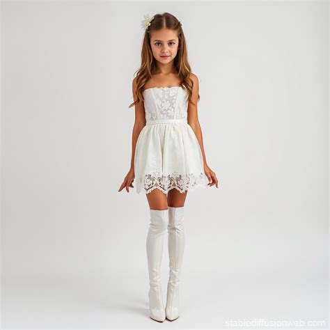 Tween Wearing A White Lace Dress Prompts Stable Diffusion Online