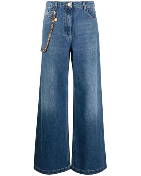 Elisabetta Franchi Low Rise Wide Leg Jeans In Blue Lyst