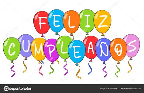 Image Vectorielle Happy Birthday Lettering Spanish Colorful Balloons