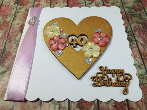 40th Birthday Card Luxury Handmade Wooden Heart Card For Etsy Uk