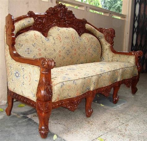 Teak Wood 5 Seater Maharaja Wooden Hand Carving Sofa Set 3 1 1 At Rs