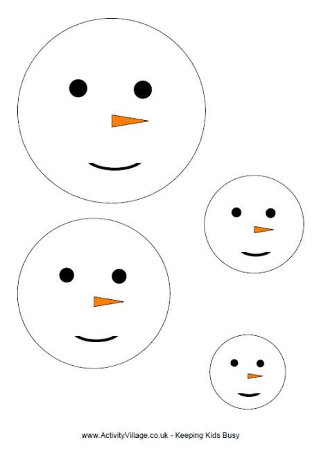 Snowman Face Template in 4 Sizes