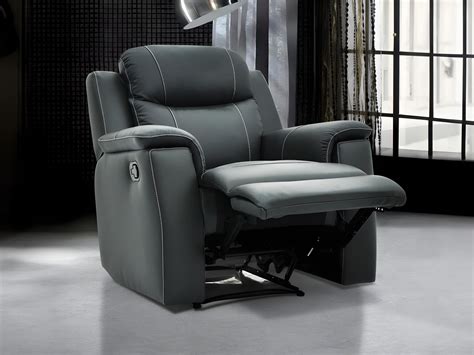 Fauteuil Relax En Cuir De Vachette Et Coloris Gris EVASION