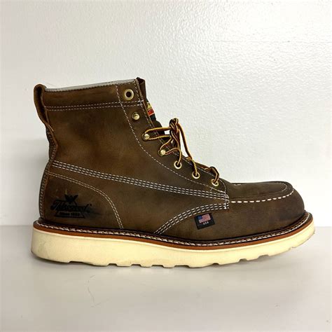 Thorogood 804 4575 Mens 6 Leather Moc Toe Steel Safety Work Boots Size 95 D Ebay