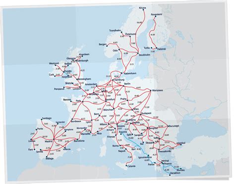 Train Times In Europe Eurail Map Interrail Map Eurail