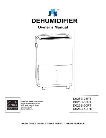 Jhs D025B 25PT Dehumidifier Owners Manual Manualzz