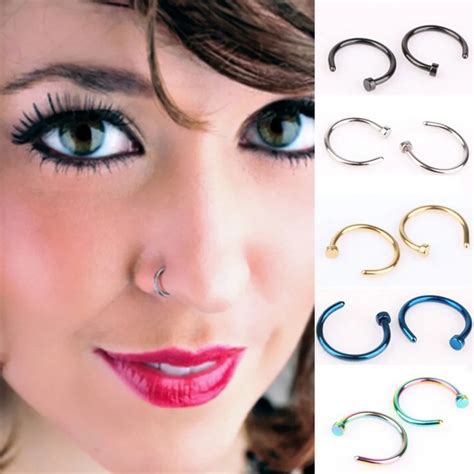 Tiancifbyjs 2pcs Body Nose Ring Fake Piercing Jewelry Women Nostril