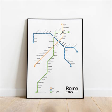 Rome Italy Metro Map Poster Subway Map Decor Rome Italy Metro Map 2021 ...