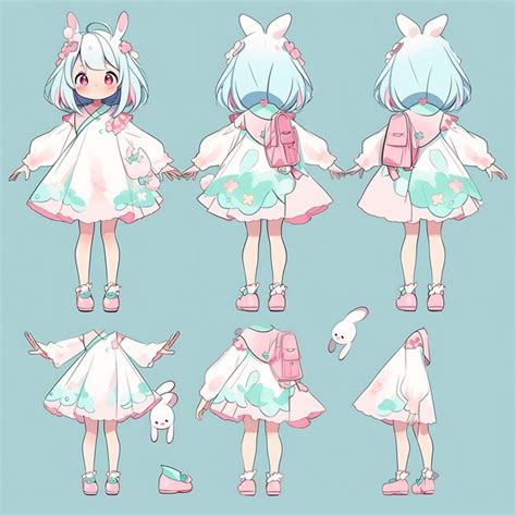 Premium AI Image | a series of pictures of a girl with bunny ears and a ...