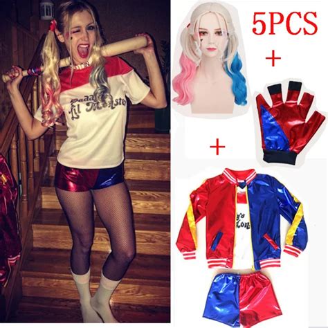 Hot Girls Kids Harley Quinn Costume Cosplay Movie Batman Suicide Squad