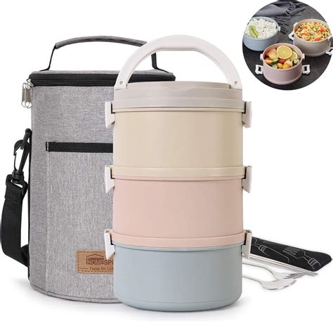 HOMESPON Lunch Box Square With Insulated Lunch Bag Bento Box Stackable