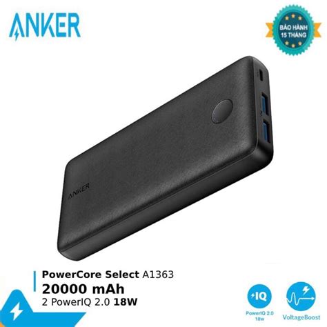 Sạc Dự Phòng Anker 20000 Quickcharge 3 0 Powercore Select A1363 Chính