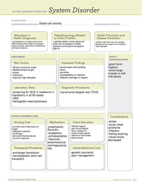 System Disorder Sickle Cell Anemia Active Learning Templates