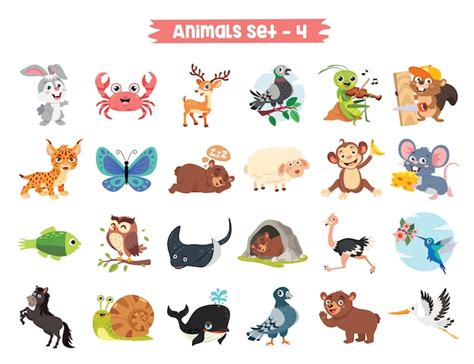 Premium Vector | Set Of Cute Cartoon Animals