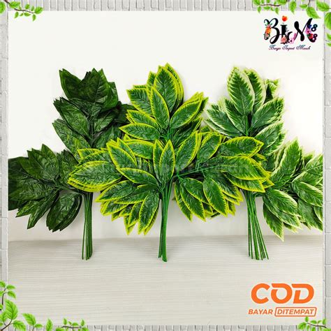 Jual COD DAUN MANGGA CABANG 3 LUSINAN ARTIFICIAL DAUN DEKORASI HIASAN