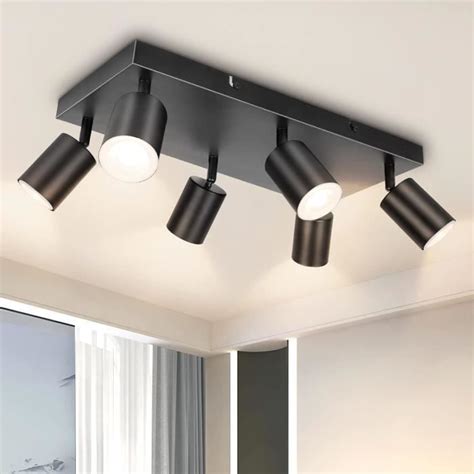 Plafonnier Led 6 Spots Orientables Pivotants Gu10 Spots De Plafond