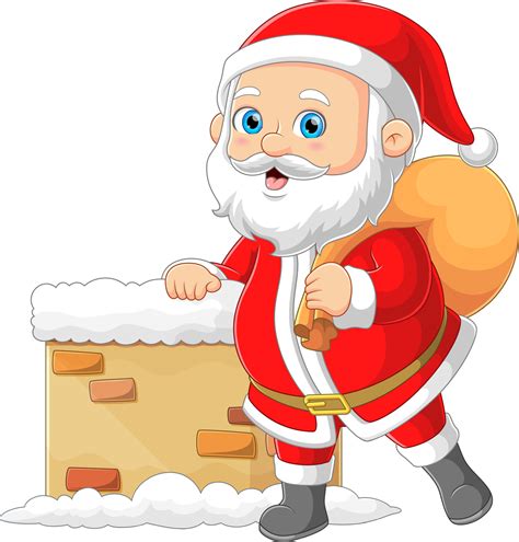 The Santa Claus Is Bringing A Small Gifts Sack While Posing Near To