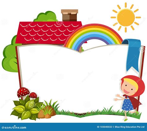 Border Template with Cute Girl Stock Vector - Illustration of clip, rainbow: 103040032