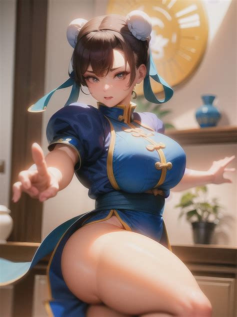 Rule 34 Ai Generated Breasts Brown Hair Chun Li Female Hand On Hip