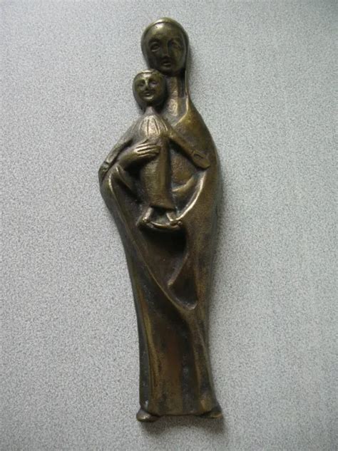 ANCIENNE STATUETTE CATHOLIQUE De La Vierge Et L Enfant En Bronze De 20