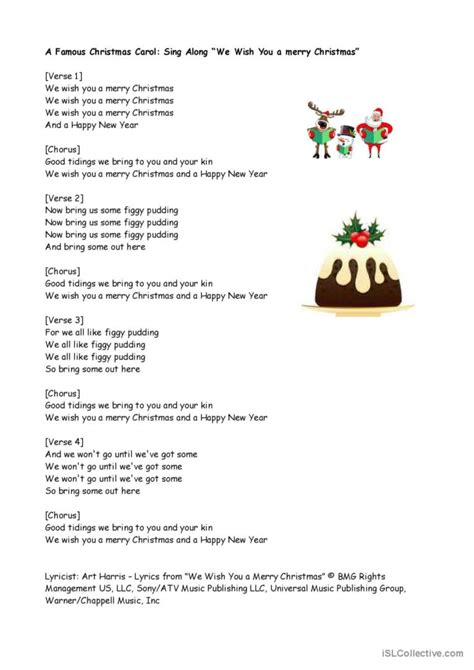 Free Printable Lyrics For We Wish You A Merry Christmas Off