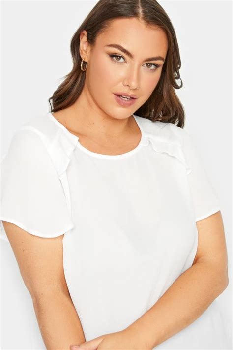 Yours Plus Size White Frill Short Sleeve Blouse Yours Clothing