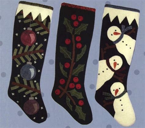 Wool Applique Christmas Pattern Christmas Stockings Pattern Etsy Christmas Stockings Diy