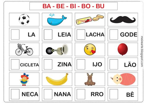 Palavras Com Ba Be Bi Bo Bu Com Imagem - Atividades e moldes: ba-be-bi-bo-bu