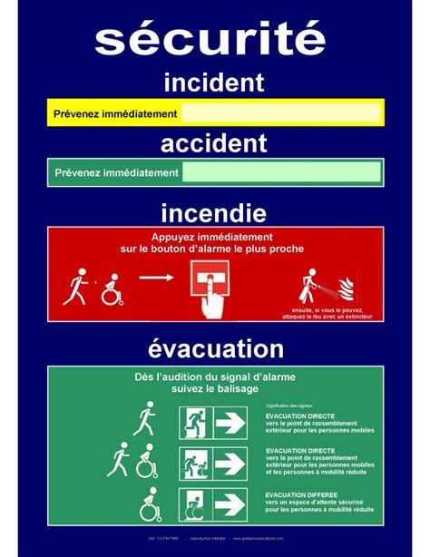 Panneau de consignes de sécurité pour établissement avec EAS pour