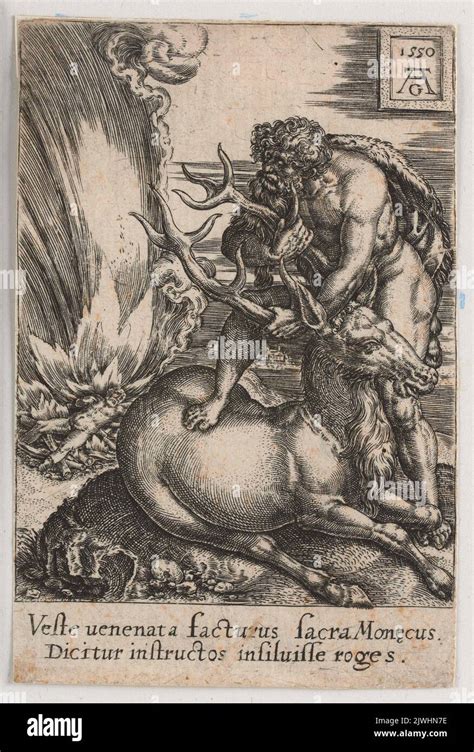 Hercules And The Ceryneian Hind Aldegrever Heinrich 1502 15551561