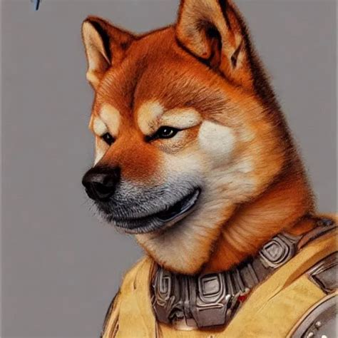 Anthropomorphic Shiba Inu Wearing The Expanse Martian Stable