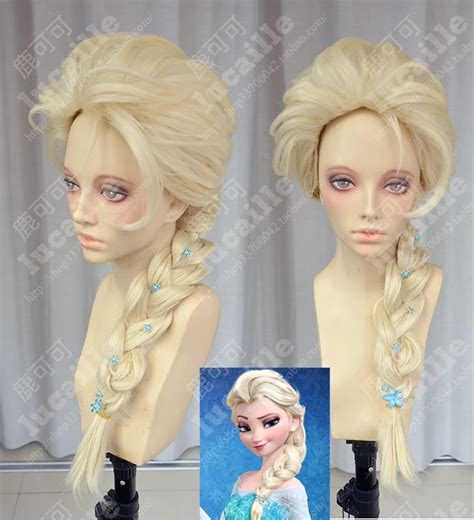 Elsa Wig Long Blonde Braid With Bun Cosplay Wig On