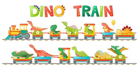 Train with cute little dinosaur in cartoon style. 12732673 Vector Art at Vecteezy