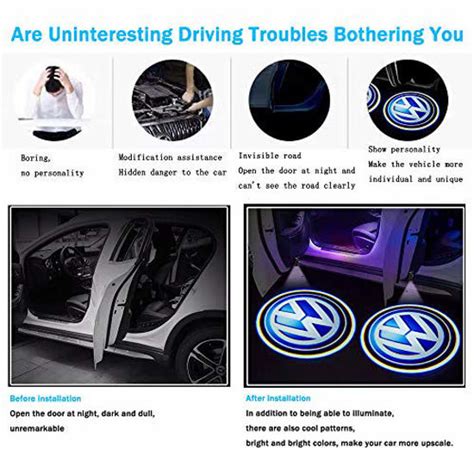 Getuscart 2pcs Volkswagen Door Lights Logovolkswagen Car Door Led Welcome Projector Light