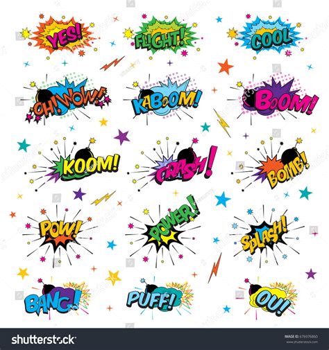 Funny Cartoon Superhero Elements Crash Boom Stock Vector Royalty Free