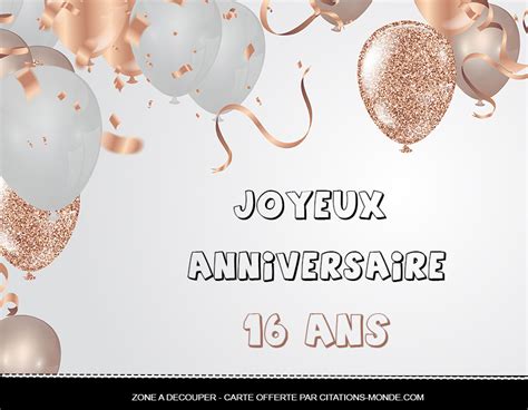 Carte anniversaire 16 ans Idées de textes et de petits mots